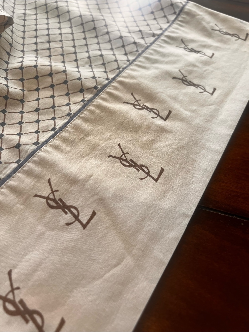 Mid Century Modern Yves Saint Laurent twin bed sheet set.